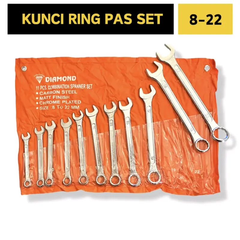 DIAMOND (DROP FORGED) kunci RING PAS SET 11PCS 8-22mm (KUALITAS SESUAI HARGA) 0