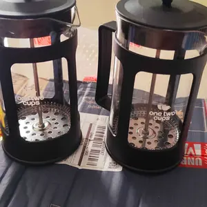 One Two Cups Teko Pot French Press Plunger Coffee 350ml 600ml 1000ml Alat Seduh Kopi Teh dengan Saringan Stainless Anti Ampas