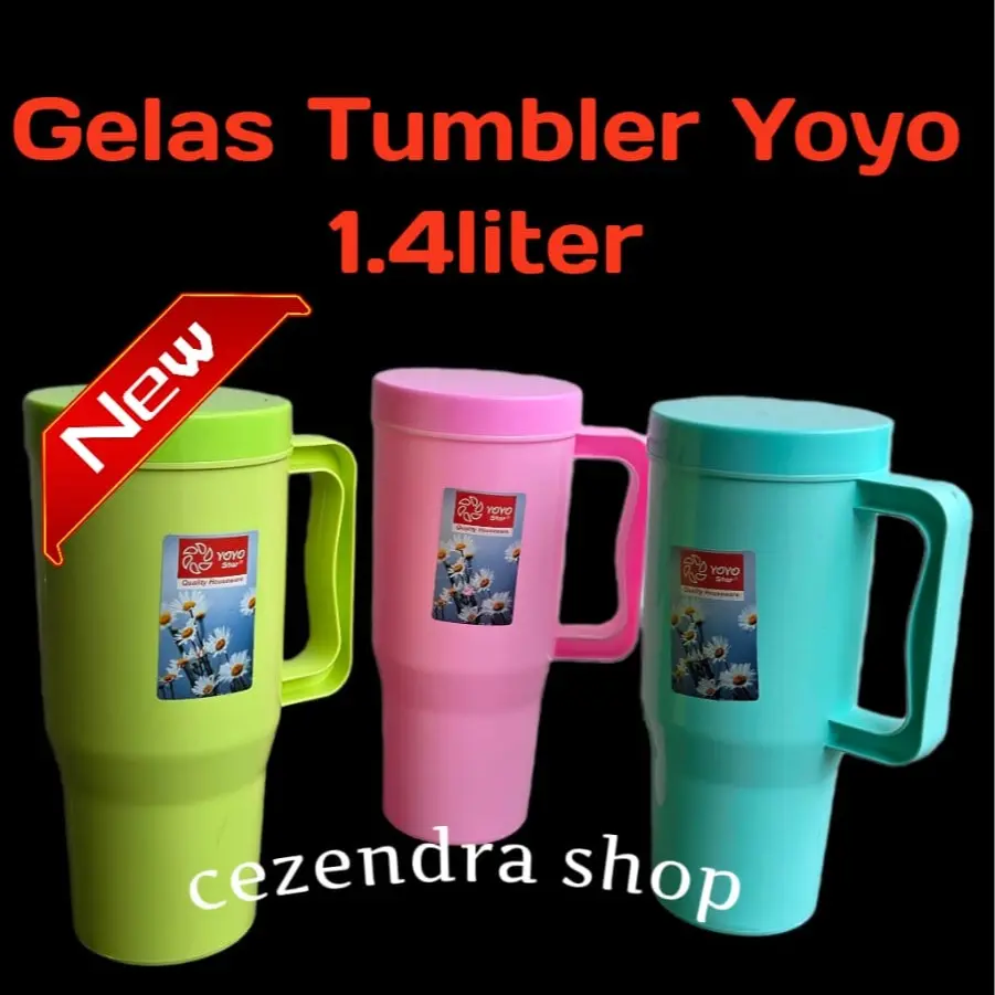 Cangkir Mug Tutup Plastik Jumbo 1,4 Lt Gelas Yoyo Star Serbaguna Terlaris - Kitchenware