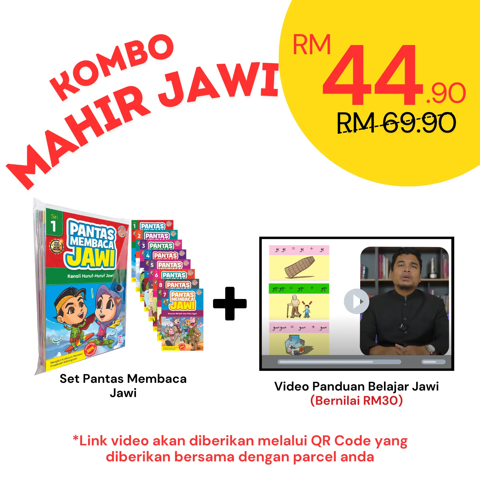 Set Siri Pantas Membaca Jawi - Kenali Huruf-Huruf Jawi - Buku Belajar Jawi - Kaedah Cepat Belajar Jawi - Buku Membaca Jawi Kanak-Kanak - Prasekolah - Suku Kata dan Vokal Jawi
