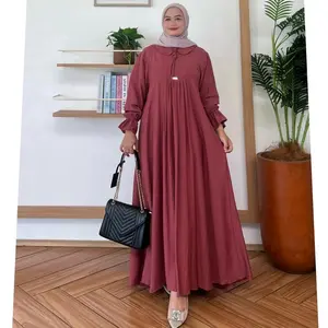 FARRAH DRESS GAMIS KATUN POLO LINEN ADEUM BUSUI  WANITA MUSLIM CANTIK BER KERAH