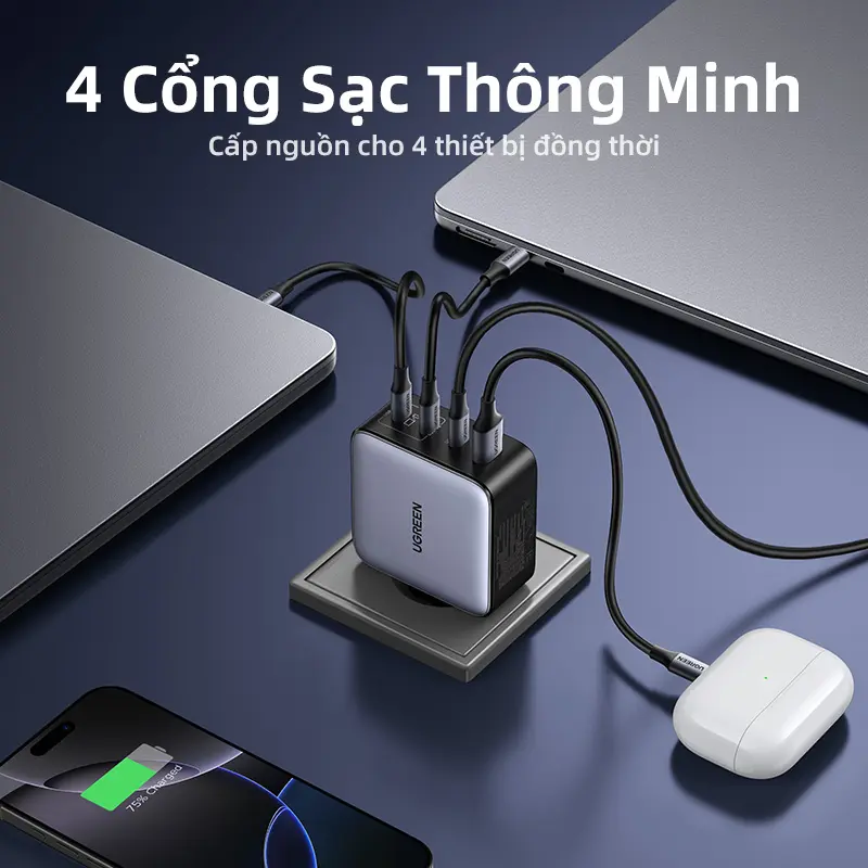 UGREEN Sạc Nhanh GaN 200W 4 Cổng – Hỗ Trợ Sạc Nhanh Samsung 45W SFC 2.0, Dùng Cho MacBook, Máy Tính Bảng, T14, Samsung S25 Ultra/S24/S23/S22, iPhone 16 – Phích Cắm Gập | BigBuy360 - bigbuy360.vn