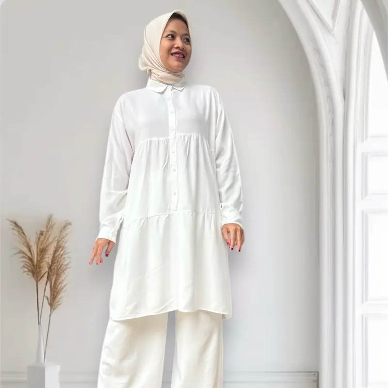 Tunik Alya Rempel Rayon Twill Lembut dengan Kancing Aktif 1