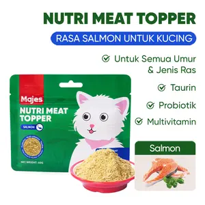 Majes Nutri Meat Topper for Cats – Salmon Flavor, Grain Free, No Pork, for Adult & Kitten (40g)