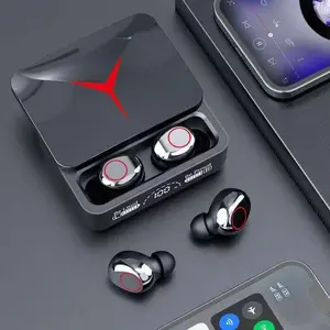 [COD] Earphone Bluetooth M90 TWS Gaming Pro Bluetooth 5.3 ENC Powerbank 1200mAh LED Display Hitam Baru