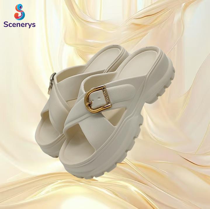 Scenerys Sandal wedges wanita, sandal fuji trendy, sandal jelly wanita motif korea, tali ganda, sandal kasual wanita 2025 5