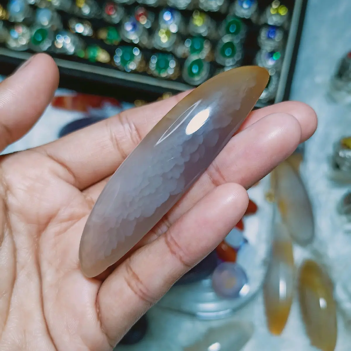 Batu akik pandan kapas Size 8,1cm. Akik pandan full sisik