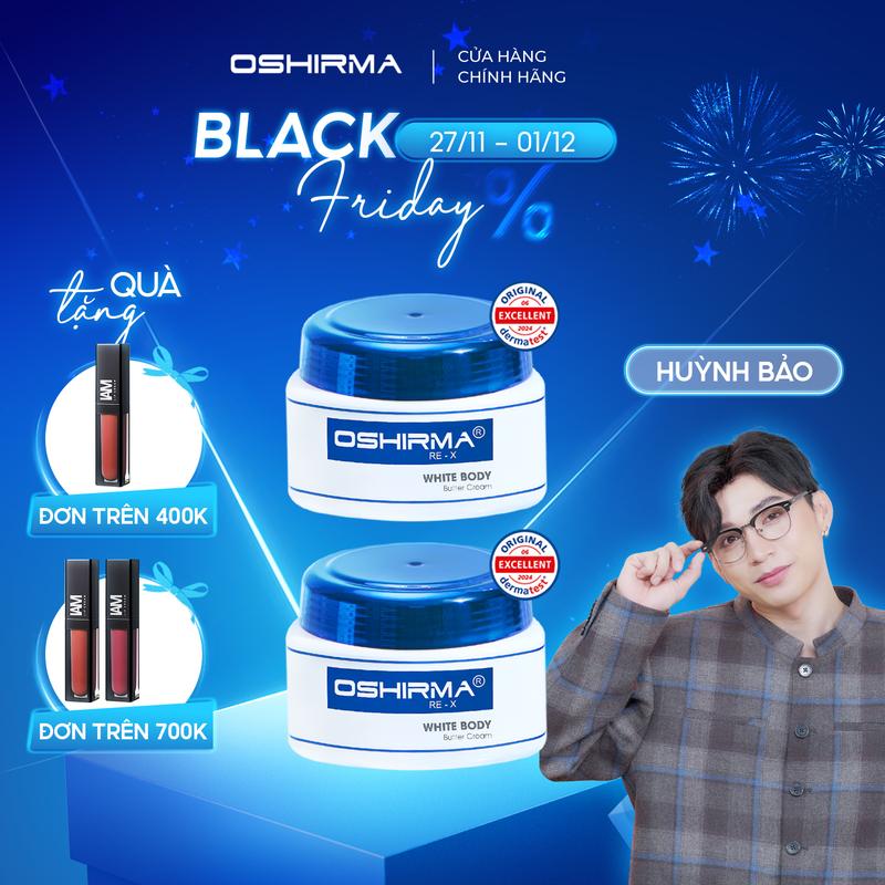   Huỳnh Bảo  COMBO 2 hũ Kem Dưỡng Thể Hỗ Trợ sáng Da Oshirma White Body Butter Cream 200g 
