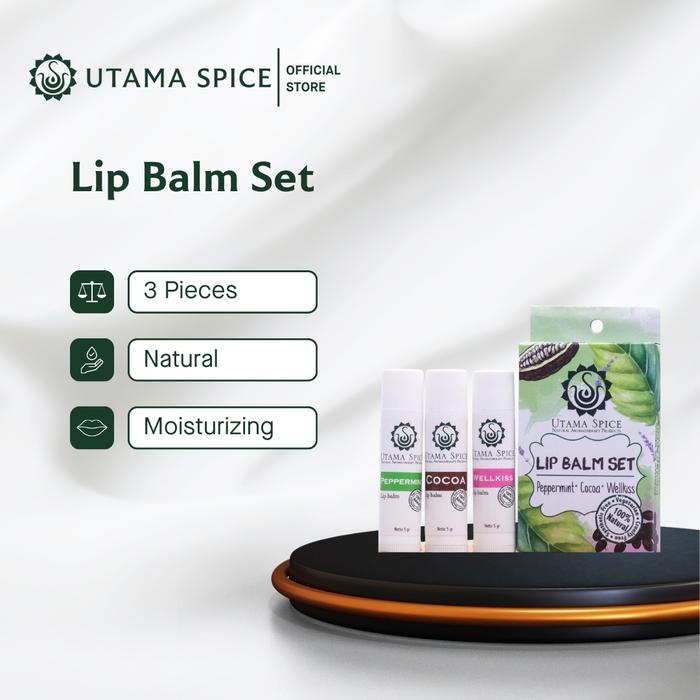 Gambar Utama Spice Lip balm Set (Cocoa, Peppermint & Wellkiss) - 3 x 5gr dari Utamaspice Kab. Gianyar Tokopedia