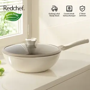 Redchef Wajan Keramik Antilengket Ti Kapasitas Besar Tanpa PFAS & PTFE & PFOA Cocok untuk Semua Kompor 32/30/28Cm