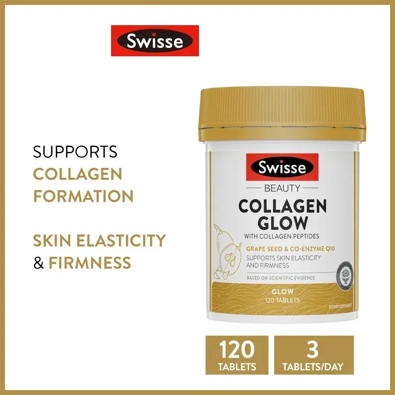Swisse Collagen Glow, collagen for soft, bouncy, firm skin, 120 tablets