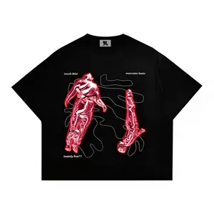 Morveins Kaos Boxy Oversize T-Shirt Katun Combed 24s Hitam Vintage Skena Boxy Fit HD Digital Printing Bahan Adem Nyaman untuk Pria dan Wanita