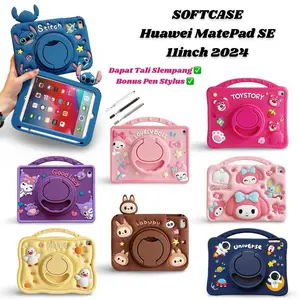 Casing Karakter untuk Huawei MatePad SE 11inch 2024  / Matepad 11 2021/2023 Softcase Bahan Silikon dengan Case Standing dan Bonus Pen Stylus