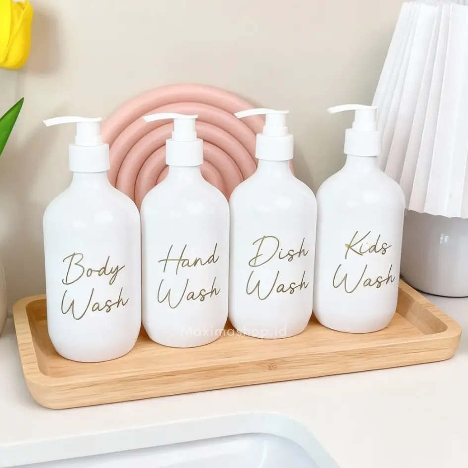 Botol Sabun Cair Minimalist 500 ml Anti Air Hitam Putih Amber