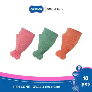 Coneloo Bites Fish Cone Oval 4cm x 9cm isi 10pcs Cone Es Krim Soft