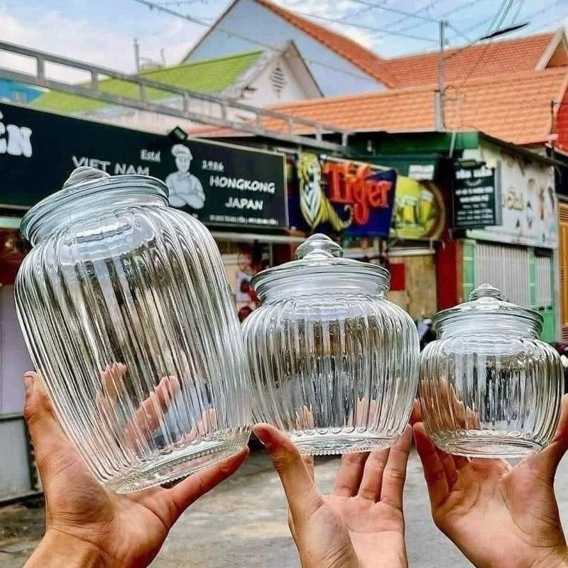  { MỘT HŨ } 1 Hũ thuỷ tinh có nắp kín tiện lợi có size 700ml-1250ml-2200ml 
