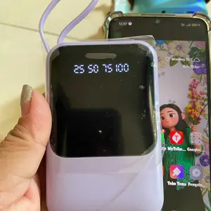 Powerbank 20000 mAh Mini With 4 USB Cable Lighrweight Universal Powerbank LED Display Baterai Pengisi Charger