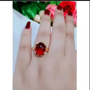 Cincin batu merah delima bentuk oval dan bulat