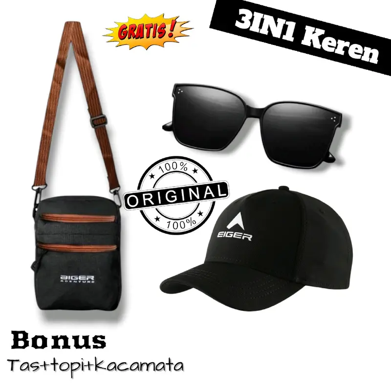 PROMO 3IN1 beli 1 dapat 3 produk tas selempang pria gratis 2 produk lainya Slingbag Cowo 2