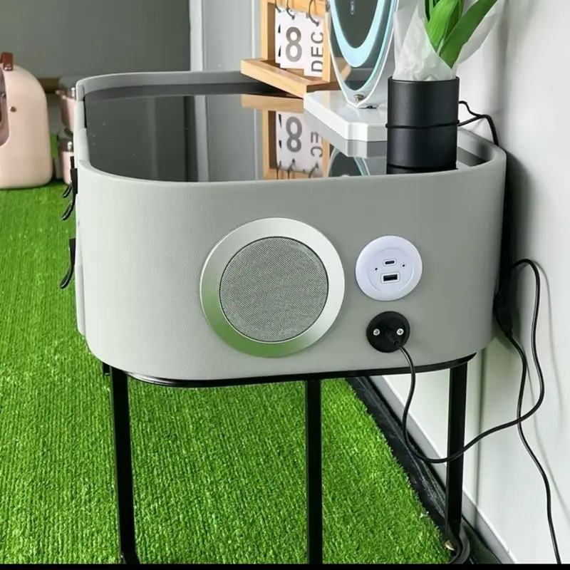 bàn trang điểm mini nhập khẩu bệt ghế thỏ , bàn  phấn  derco tích hợp  nhiều chức năng (sạc không dây ,loa Bluetooth …) 7