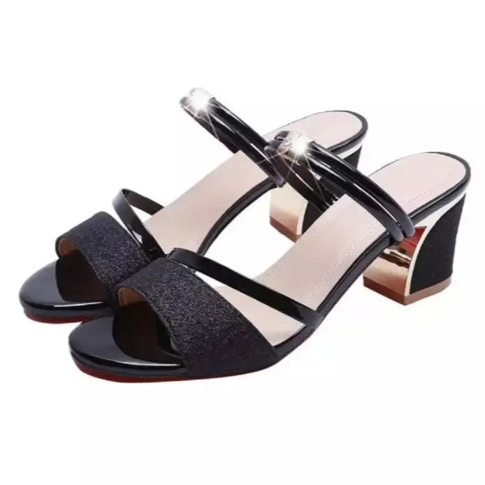 DUBAY_Sandal wanita hak tinggi 5cm Gliter