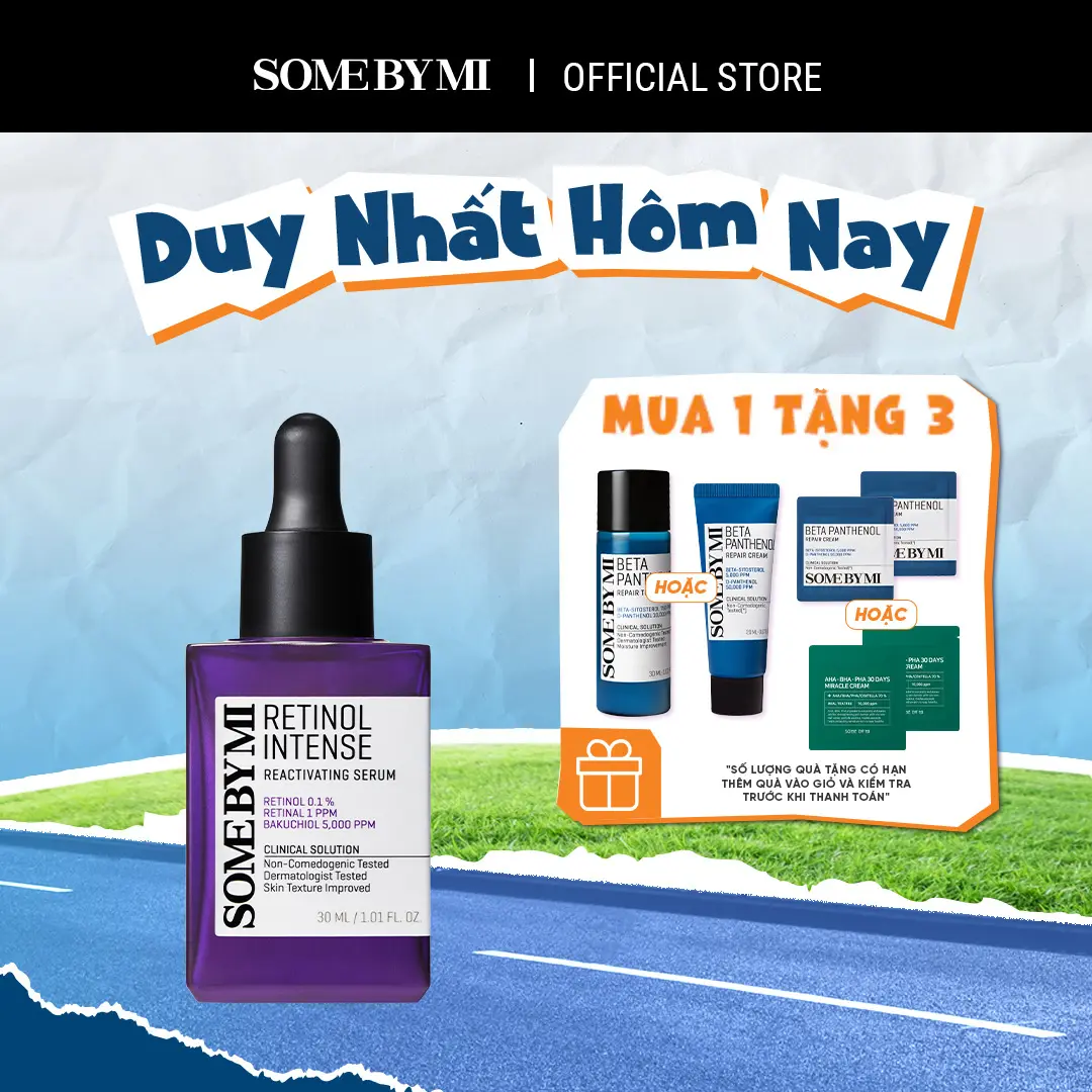 [Quà tặng 1 toner b5 30ml hoặc 1 kem dưỡng b5 20ml + 2 kem b5 1.5ml hoặc 2 kem aha 1.2g] Some By Mi Tinh chất Retinol Intense Reactivating Serum 30ml