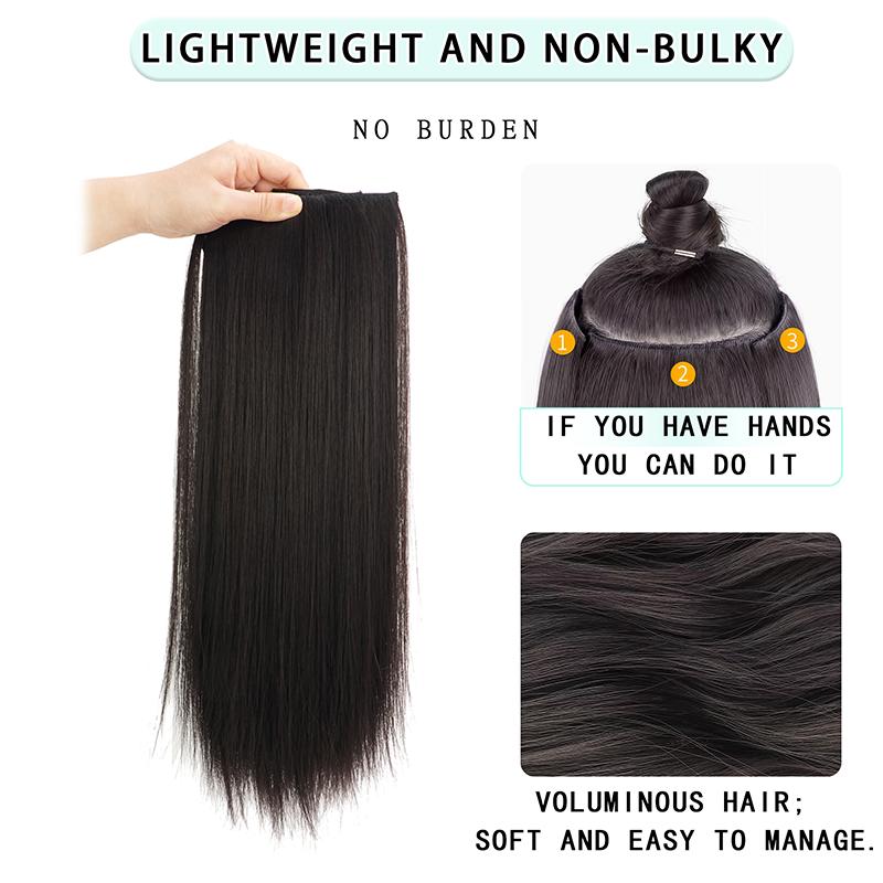 Mảnh Tóc Giả Vô Hình Liền Mạch, Bộ Ba Mảnh, Tóc Thẳng 45CM / 60CM, Miếng Dán Nối Tóc Bồng Bềnh Tăng Cường, Để Tóc Giả Nam phím  tóc  giả tóc  giả  nguyên  đầu  thẳng 6