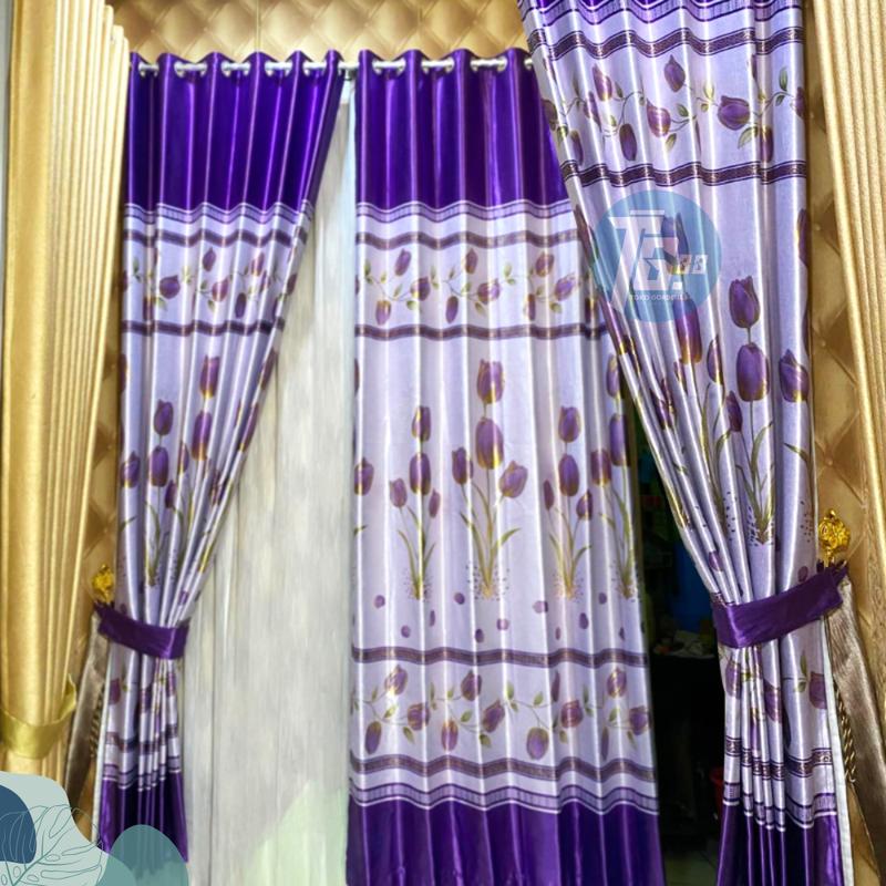 GORDEN JENDELA BLACKOUT PREMIUM MOTIF BUNGA TULIP MENGKILAP TINGKAP SMOKRING 6 GELEMBUNG BAHAN TEBAL DAN HALUS COKLAT Curtain 6