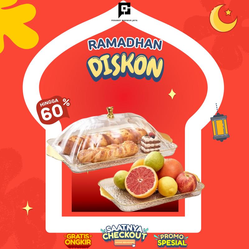 SET Nampan Tray Mewah Nampan Dengan Pegangan Handle Gold Snack Fruit Tray Tempat Penyimpanan Kue - PMJ203 Kitchenware Makan 0