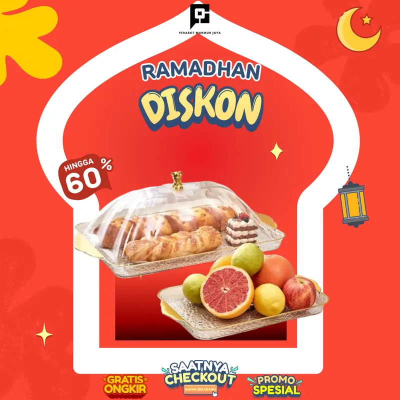 SET Nampan Tray Mewah Nampan Dengan Pegangan Handle Gold Snack Fruit Tray Tempat Penyimpanan Kue - PMJ203 Kitchenware Makan 0