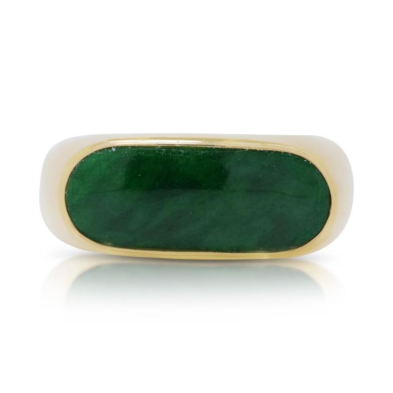 Charming 14K Yellow Gold Jade Ring with 0.50ct Stone 0