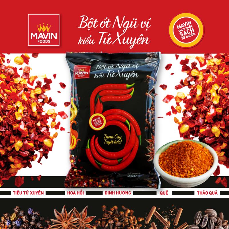 Bột ớt ngũ vị kiểu Tứ xuyên gói 200g - cay thơm tuyệt hảo