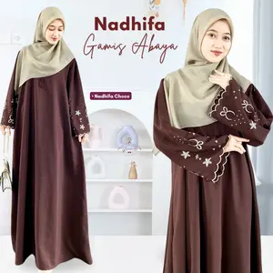 NADHIFA GAMIS ABAYA TURKEY BASIC KOMBINASI BORDIR COQUETTE ATASAN WANITA WOLFIS PREMIUM (DBY)