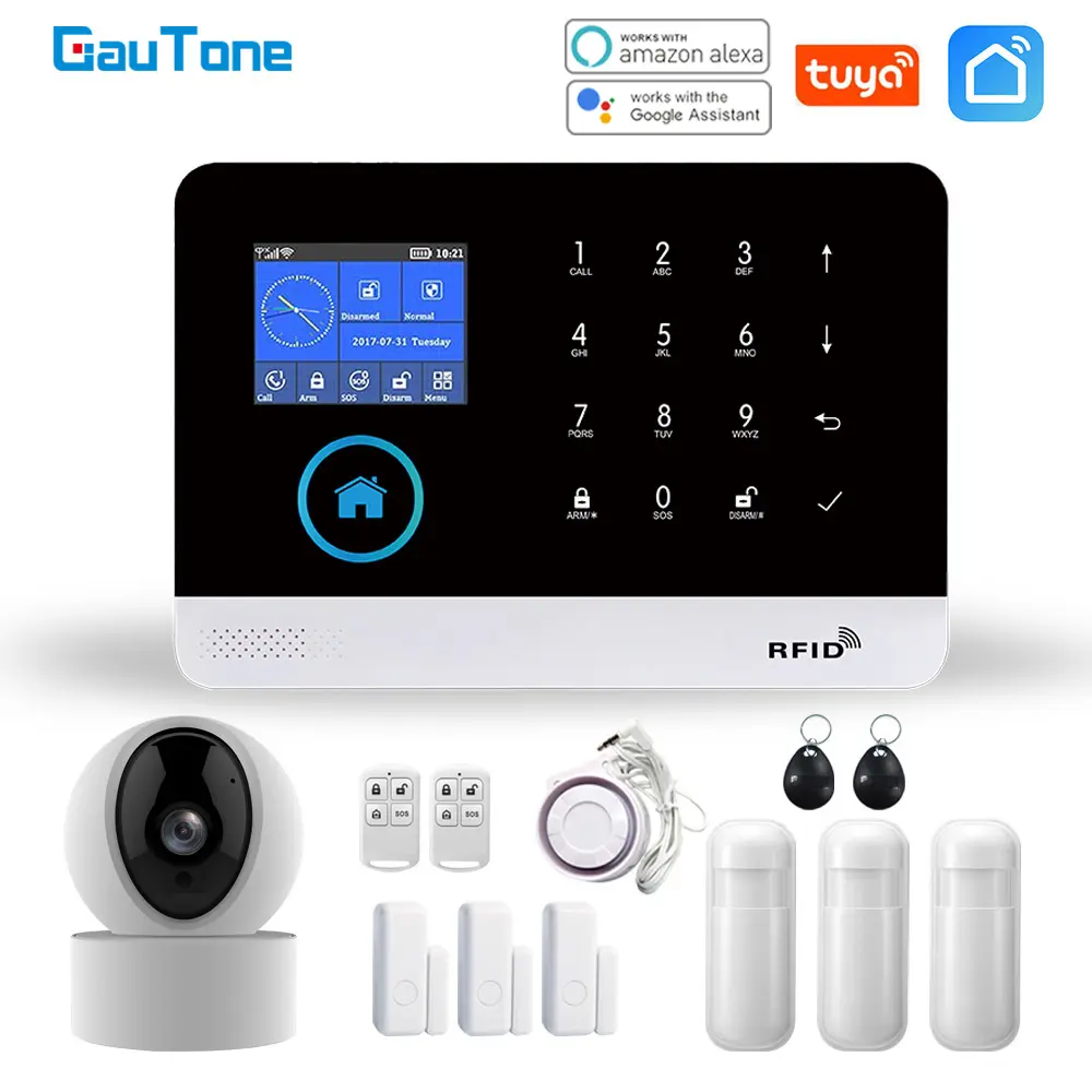 GauTone PG103 Tuya GSM Alarm System Wireless Home Security with WiFi