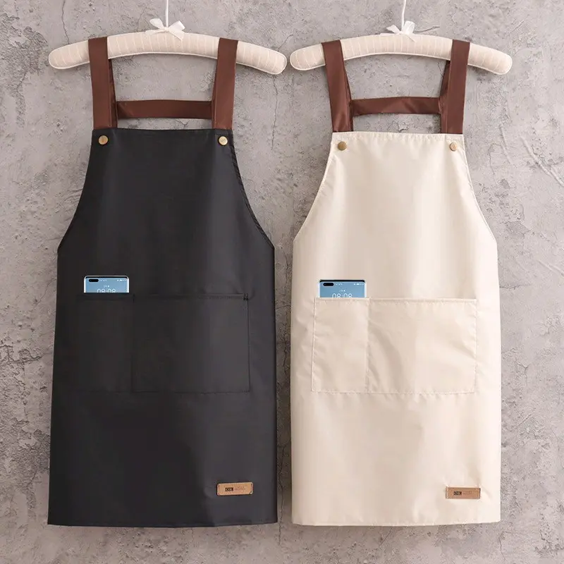 New style apron kitchen waterproof and oil-proof work clothes catering women's Korean version thin apron men's material PVC