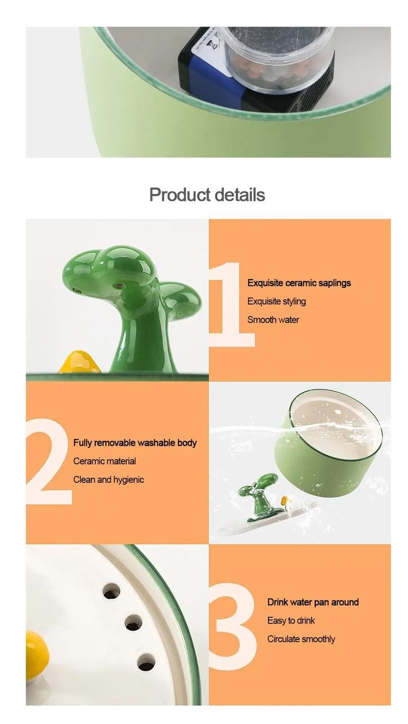 Product Introduction of Cat Electric Ceramic Water Dispenser with Filter and Live Water Circulation for Automatic Drinking - Pet Mobile Water Dispenser Supplies 9