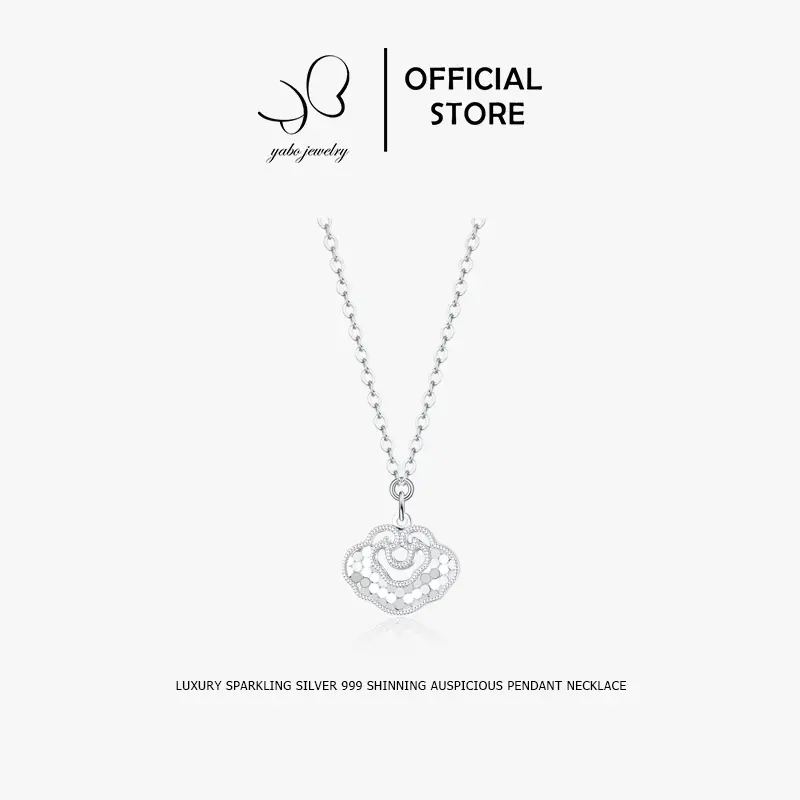 Yabo Jewelry Vòng cổ S999, Vòng cổ bằng bạc nguyên chất có khóa may mắn, dây chuyền bạc nữ, trang sức bạc