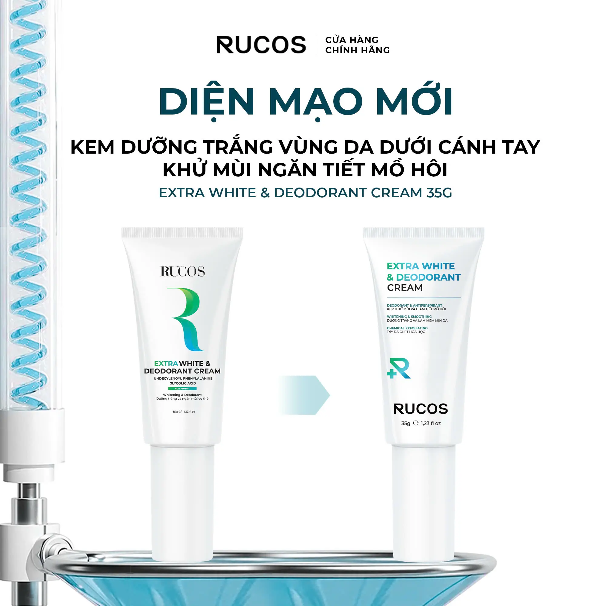 Extra White & Deodorant Cream - Kem Dưỡng Vùng Da Dưới Cánh Tay 35G - Rucos Kem Nách