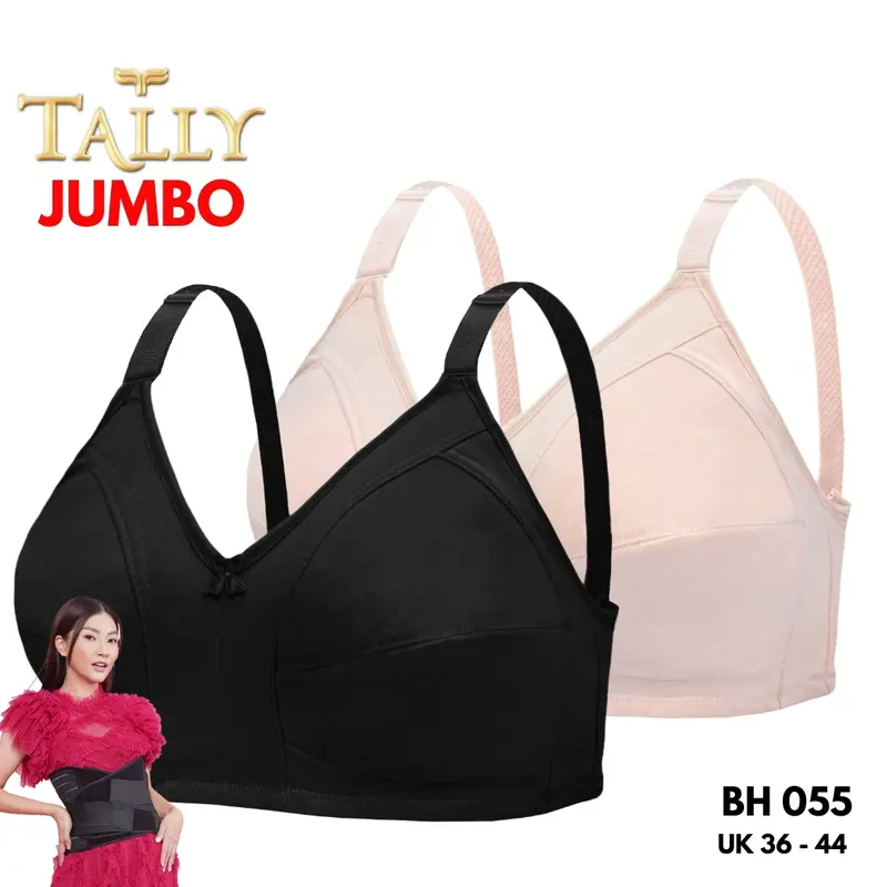 TALLY BH 055 Bra Wanita Tanpa Kawat Tanpa Busa Kait 3 Cup C - D Bra Harian Polos Pakaian Dalam Wanita Lembut dan Adem 0
