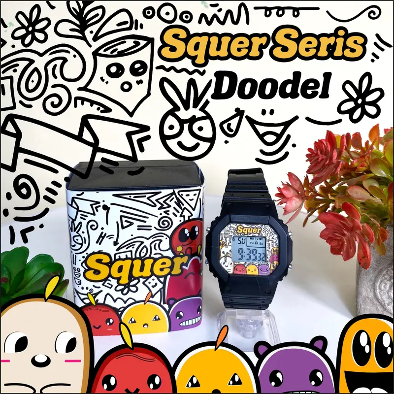 jam tangan digital custom nama squer seris 4
