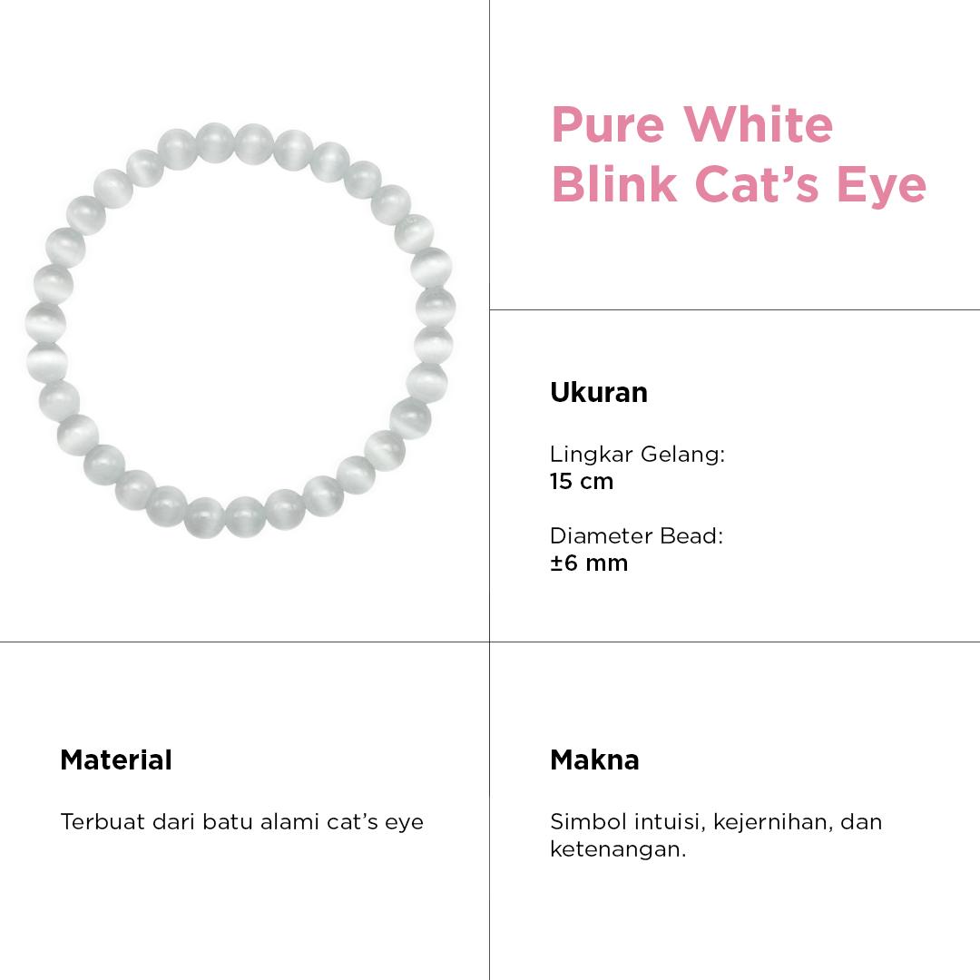 [BlinkCat Signature] Gelang Kristal Alami: Pure White Blink Cat's Eye - Natural Crystal Bracelet asli ori