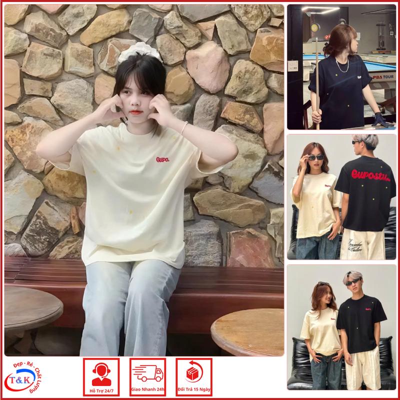 Áo thun GUPO STAR tay lỡ unisex form rộng - Áo phông T$K chất cotton co giãn 4 chiều không xù lông