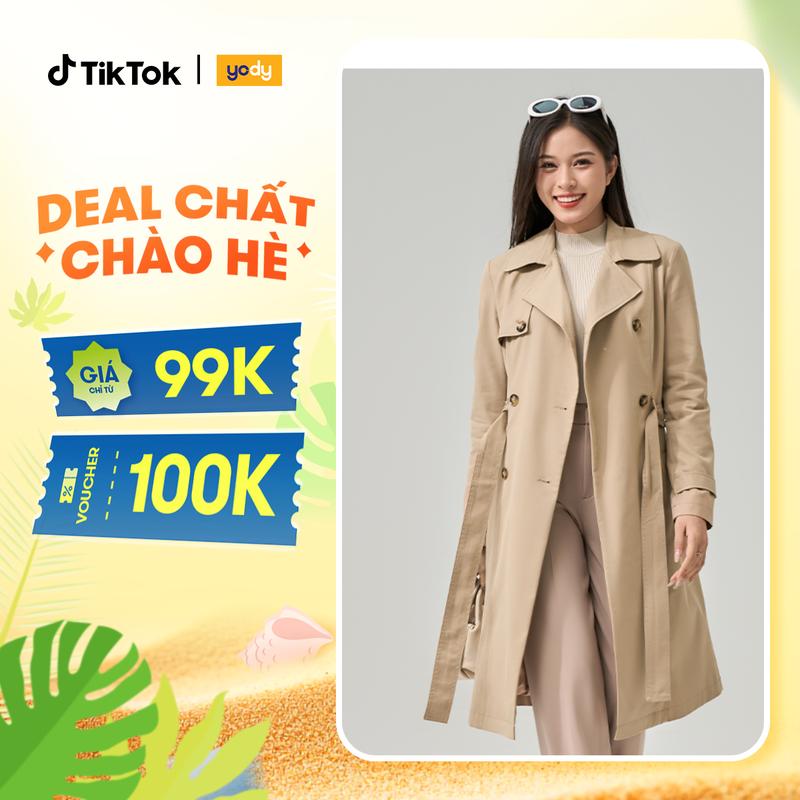 [SALE 50%]YODY Áo Măng Tô Nữ Dáng Dài Đai Eo Cao Cấp Kiểu Dáng Hàn Quốc MTN7001