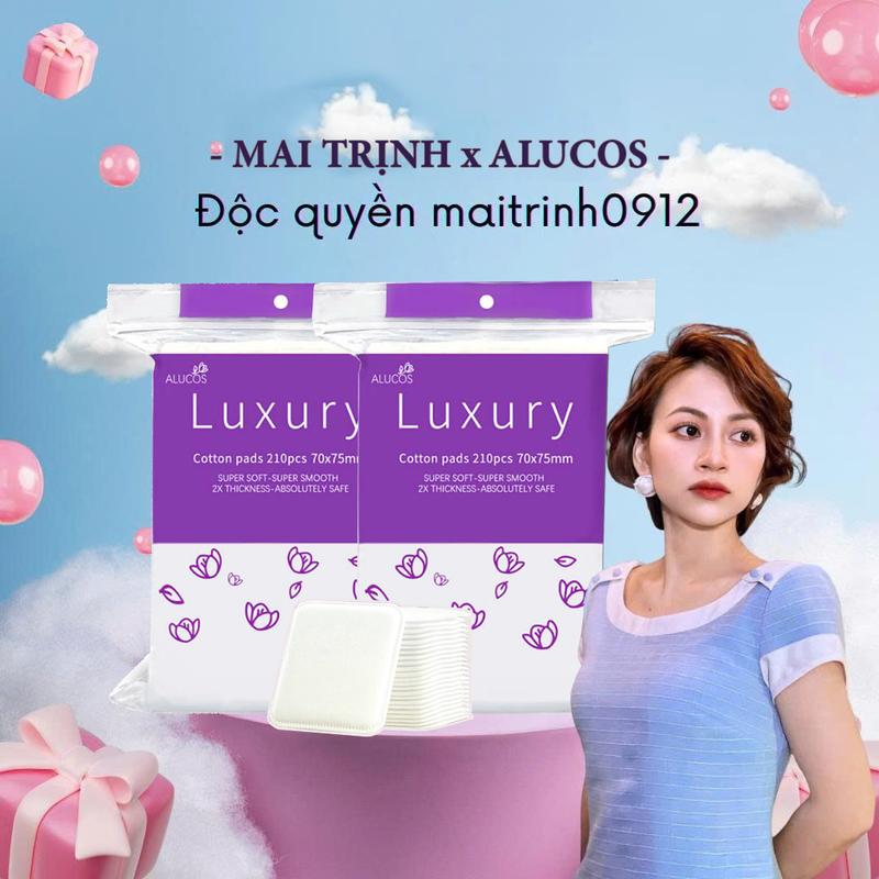 Maitrinh0912 x Alucos Combo 02 03 Bông tẩy trang Alucos Luxury 210 miếng gói