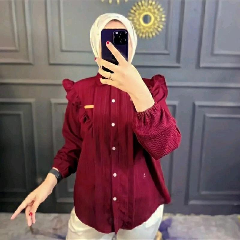 Kemeja Inara Atasan Wanita Korean Style- Kemeja wanita Lengan panjang-Kemeja atasan kekinian 7