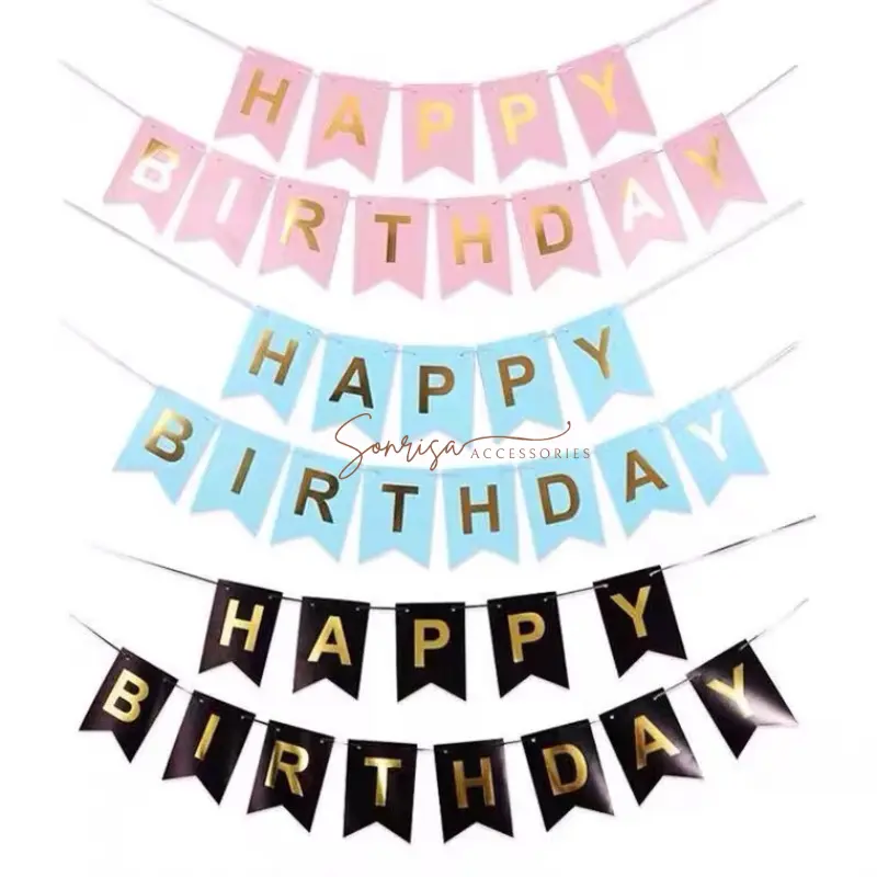 SONRISA - Banner Happy Birthday Aesthetic Segilima / Bunting Flag / Hiasan Ulang Tahun Backdrop