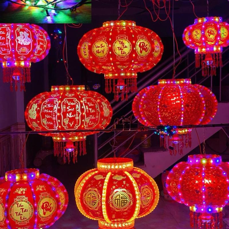  Tặng 10m đây nháy  COMBO 1 CẶP   2 CÁI  FULL MẪU Lồng Đèn Điện Quay 360 Độ LED 3D TRANG TRÍ NGÀY TẾT 2025 CẦU TÀI LỘC  MAY MẮN 