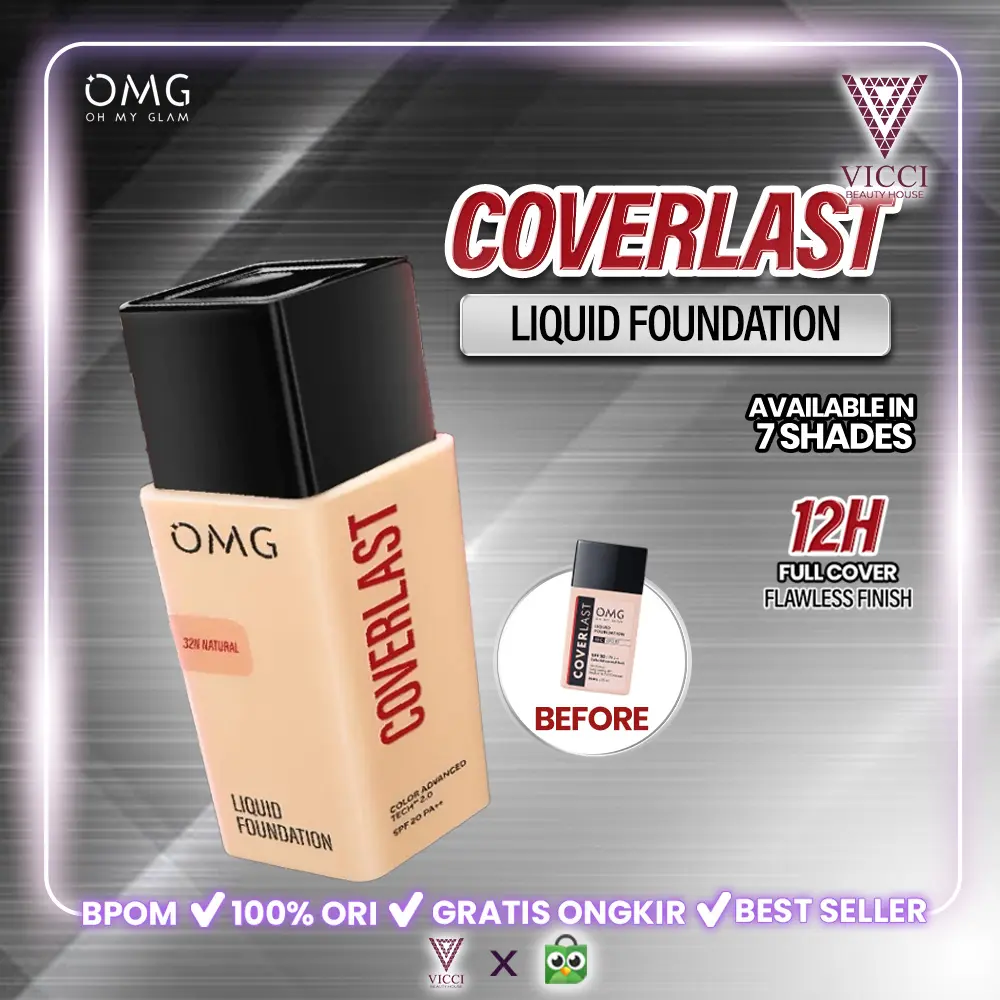 VIP |OMG CoverLast Liquid Foundation Alas Bedak BPOM