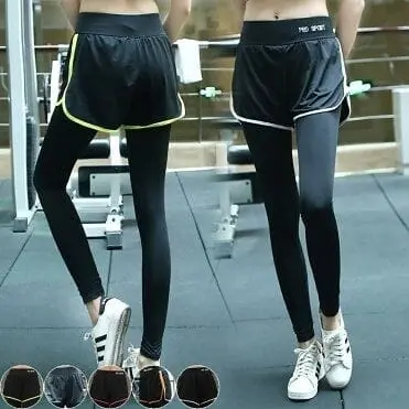 ( Promo ) Legging Celana Wanita Outdoor / Legging 2 Lapis Sport Terbaru / Legging Hotpants List Yoga Gym Fitness / Legging 2 in 1 Olahraga Kekinian 5