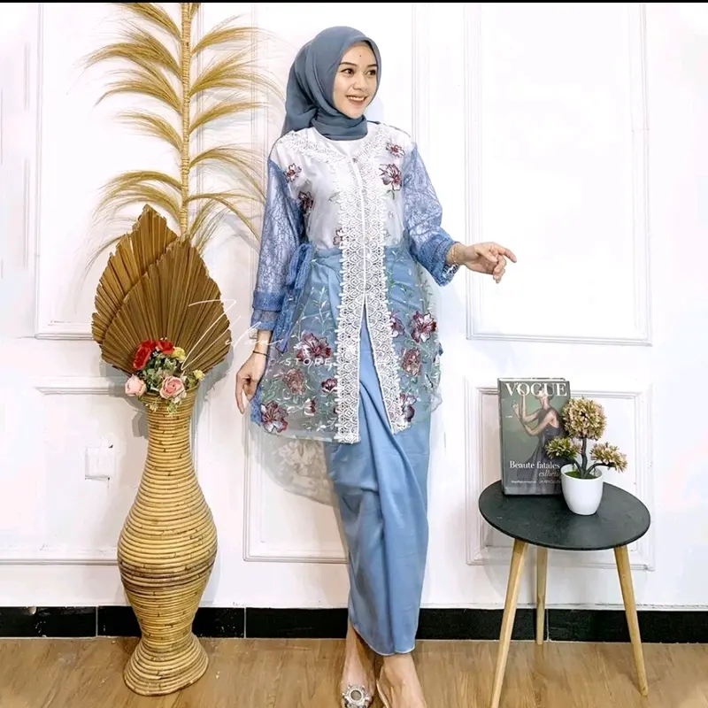 SET MAIZA Setelan Wanita Kekinian baju Kondangan Baju Lamaran Tunangan Wisuda Remaja Deasa Atasan Outer Renda Bawahan rok Lilit 7